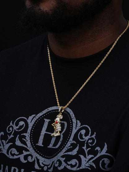 MOISSANITE Iced Bart Simpson Pendant - 14k Gold Vermeil Or 925 Silver - Medium 2.25"