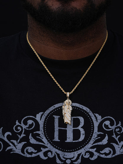 MOISSANITE St Jude San Judas Tadeo Pendant - 14K Gold Vermeil Or 925 Silver - Large 3"