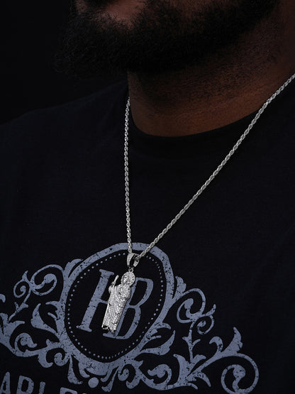 MOISSANITE St Jude San Judas Tadeo Pendant - 14K Gold Vermeil Or 925 Silver - Large 3"