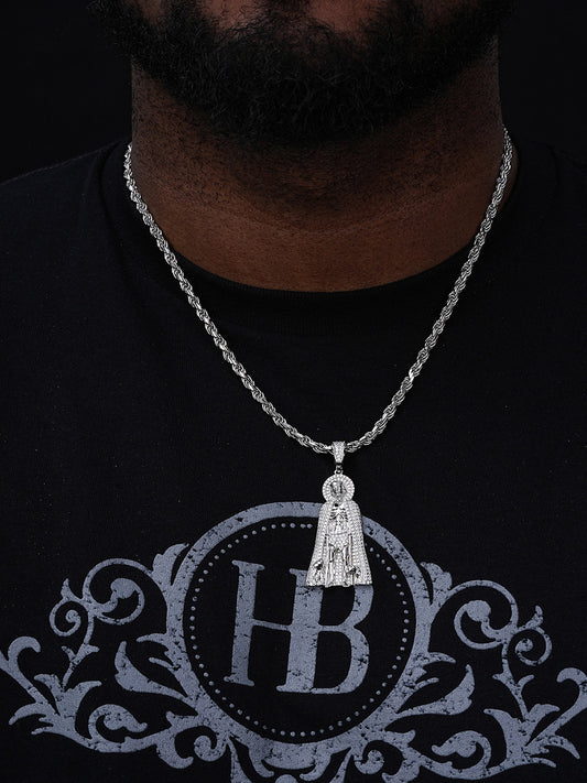 Iced Saint St Lazarus Pendant  - 14k Yellow Gold or 925 Silver - CZ Stones - Large 2.5"