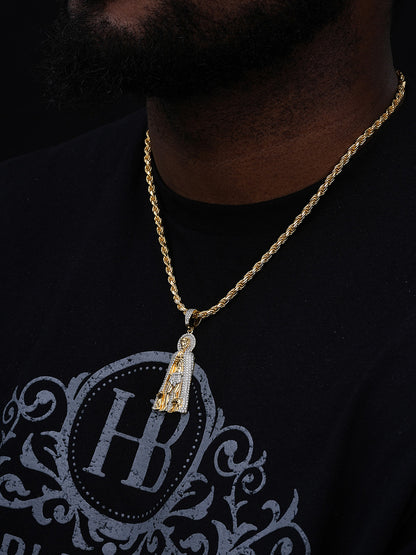 MOISSANITE Iced Saint St Lazarus Pendant - 14k Gold Vermeil Or 925 Silver - Large 2.5"