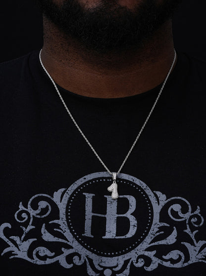 0-9 Bubble Numbers Iced Out Pendant - 14k Yellow/Rose Gold Vermeil Or 925 Silver - CZ Stones - Small 1"