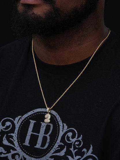 0-9 Bubble Numbers Iced Out Pendant - 14k Yellow/Rose Gold Vermeil Or 925 Silver - CZ Stones - Small 1"