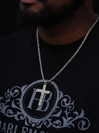 Handmade Special Nugget Cross Pendant - 925 Silver - Large 2.5"