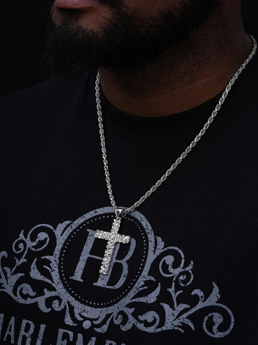 Handmade Special Nugget Cross Pendant - 925 Silver - Large 2.5"