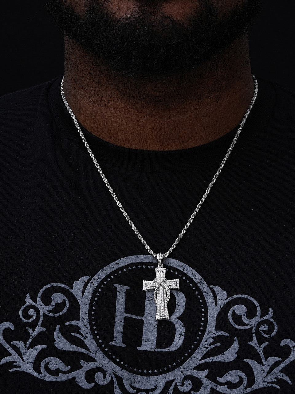 MOISSANITE 90s Classic Bust Down Cross - 14k Yellow Gold Vermeil Or 925 Silver - Medium 2"