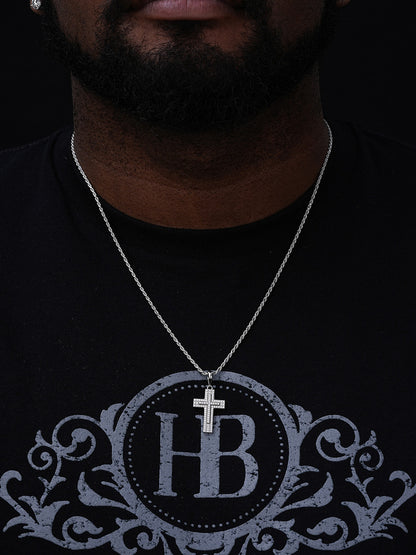 Miami Iced Hip Hip Cross Pendant - 14k Gold Vermeil Or 925 Silver - CZ Stones - Small 1"