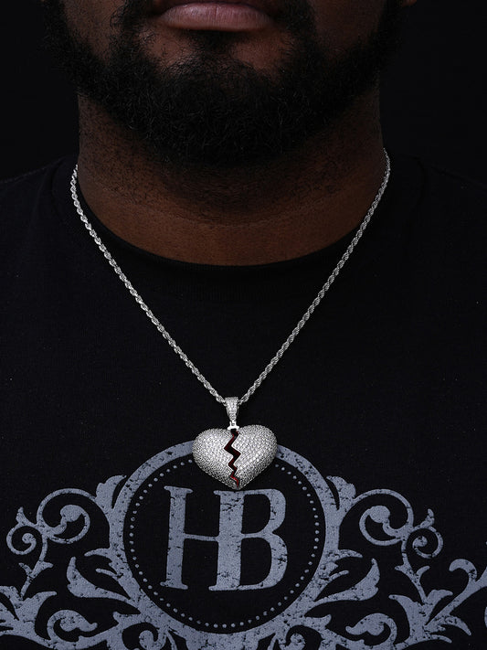 Heartbroken Emoji Iced Out Pendant - 14k Gold Vermeil Or 925 Silver - CZ Stones - Medium 1.75"