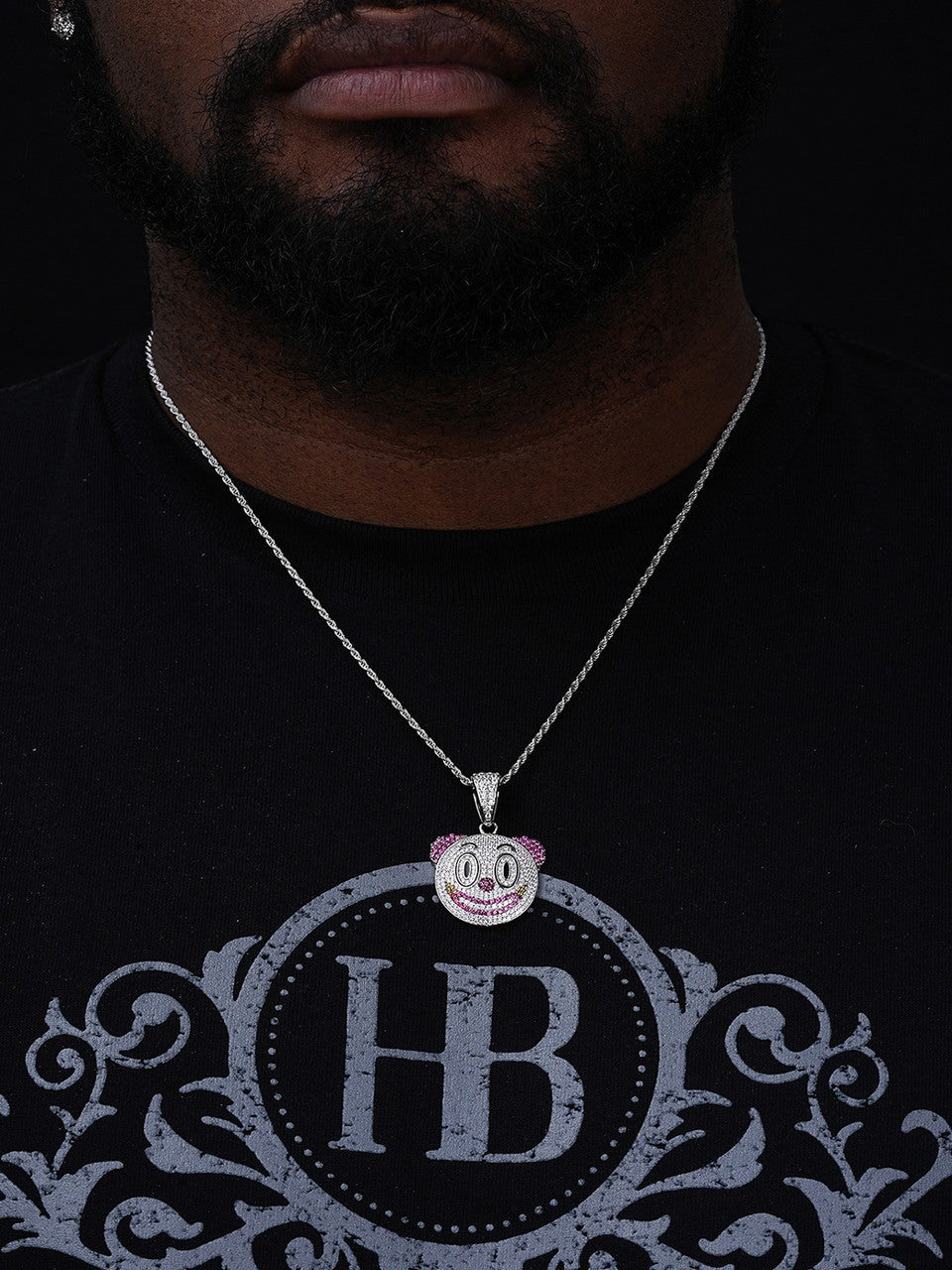 Clown Emoji Pendant - 925 Silver - CZ Stones - Small 1.25"