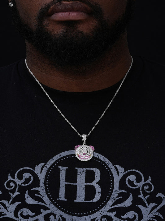 Clown Emoji Pendant - 925 Silver - CZ Stones - Small 1.25"
