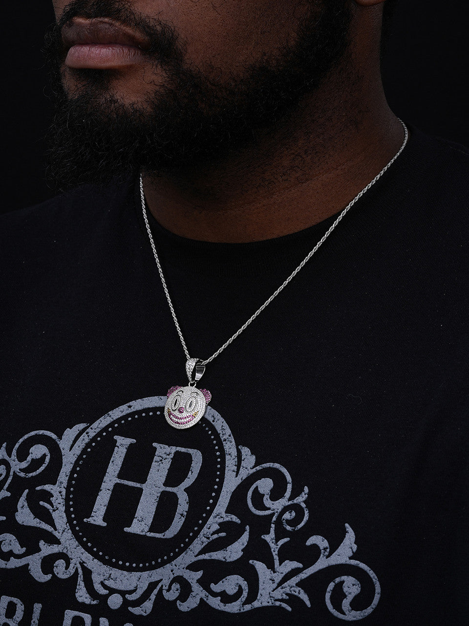 Clown Emoji Pendant - 925 Silver - CZ Stones - Small 1.25"