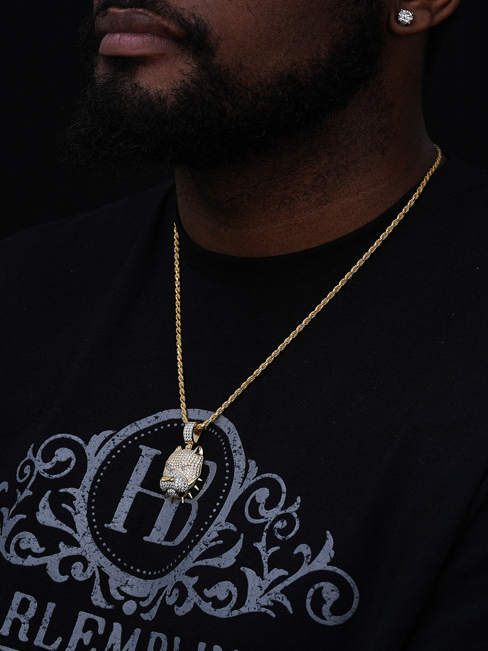 MOISSANITE Pitbull Dog Pendant - 14k Gold Vermeil Or 925 Silver - Medium 1.75"