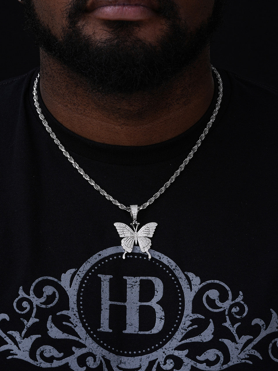 Butterfly Iced Out Pendant- 14k Gold Vermeil Or 925 Silver - CZ Stones - 2 Sizes 1.25"-2.25"