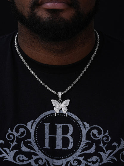 Butterfly Iced Out Pendant- 14k Gold Vermeil Or 925 Silver - CZ Stones - 2 Sizes 1.25"-2.25"