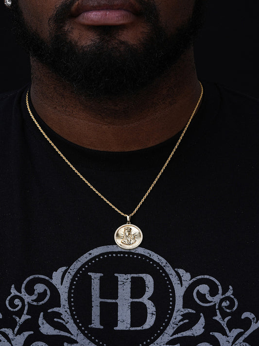 Virgin Mary Baby Jesus Coin Medallion Pendant - 14k Gold Vermeil 925 Silver - CZ Stones - Tiny 1"