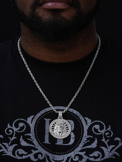 Jesus Baguette Medallion Pendant - 14k Gold Vermeil Or 925 Silver - CZ Stones - Large 2"