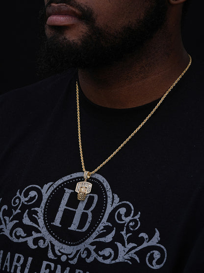 Basketball Ball & Hoop Iced Out Baguette Pendant - 14k Gold Vermeil Or 925 Silver - CZ Stones - Small 1.5"
