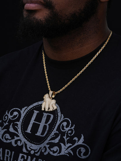 MOISSANITE Gorilla Ape Iced Out Pendant - 14k Gold Vermeil Or 925 Silver - Medium 1.75"