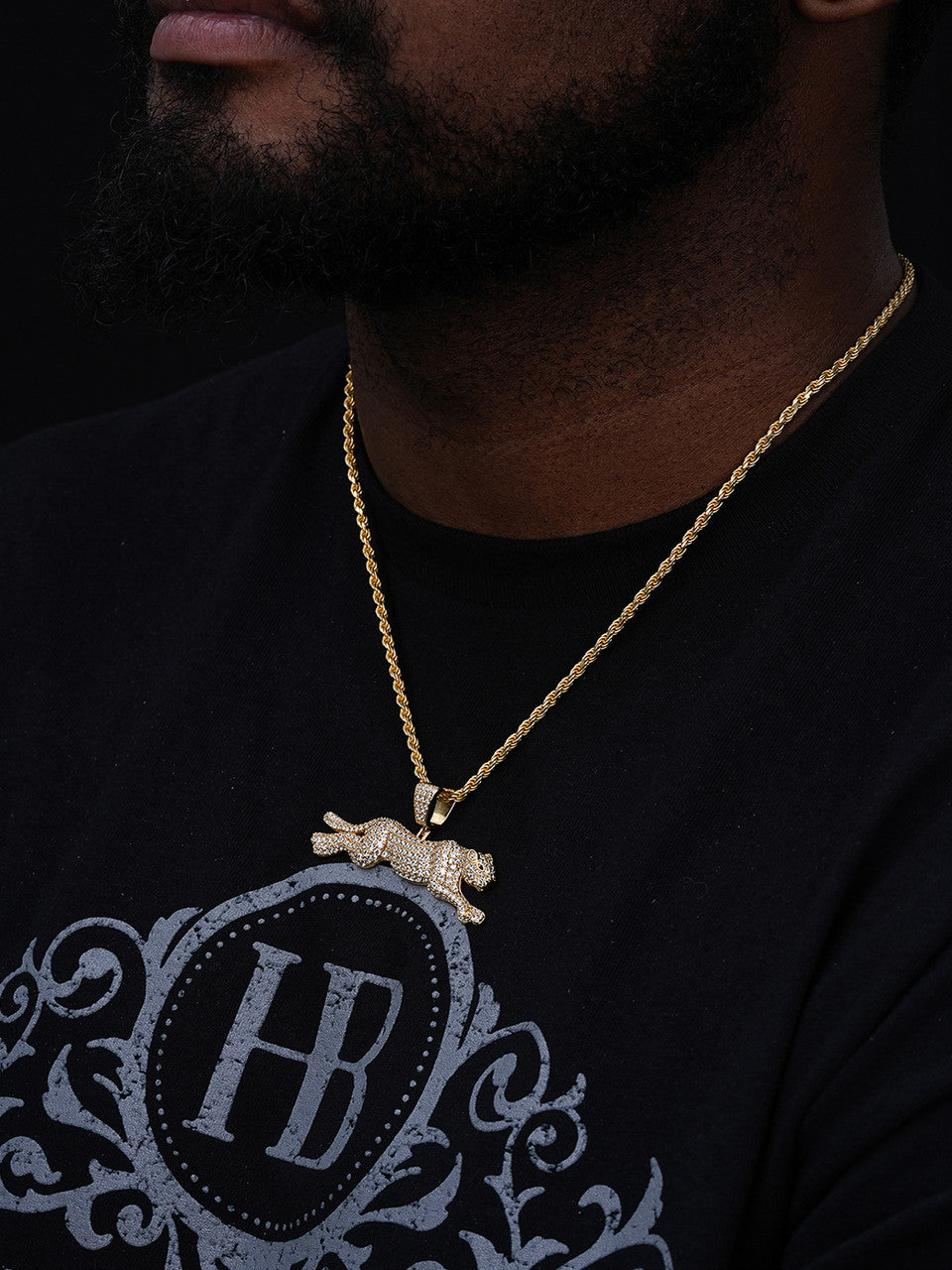 Cheetah Iced Out Pendant - 14k Gold Vermeil Or 925 Silver - CZ Stones - Large 2.5"