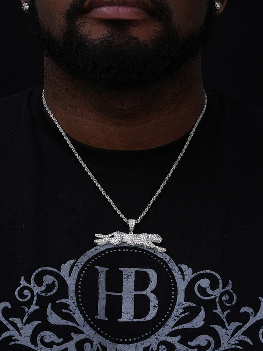 Cheetah Iced Out Pendant - 14k Gold Vermeil Or 925 Silver - CZ Stones - Large 2.5"