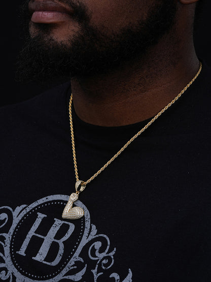 Bicep Muscle Emoji Pendant - 14k Gold Vermeil Or 925 Silver - CZ Stones - Small 1.5"