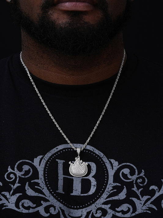 MOISSANITE Fire Emoji Iced Out Pendant - 14k Gold Vermeil Or 925 Silver - Medium 1.75"