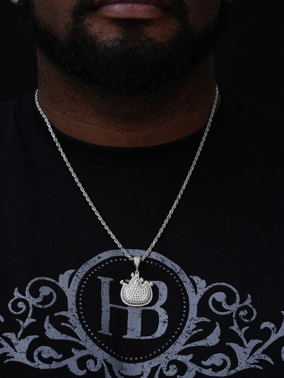 Fire Emoji Iced Out Pendant - 14k Gold Vermeil Or 925 Silver - CZ Stones - Small 1.5"