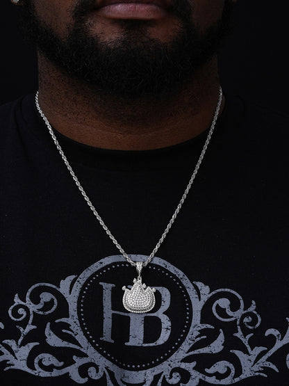 Fire Emoji Iced Out Pendant - 14k Gold Vermeil Or 925 Silver - CZ Stones - Small 1.5"