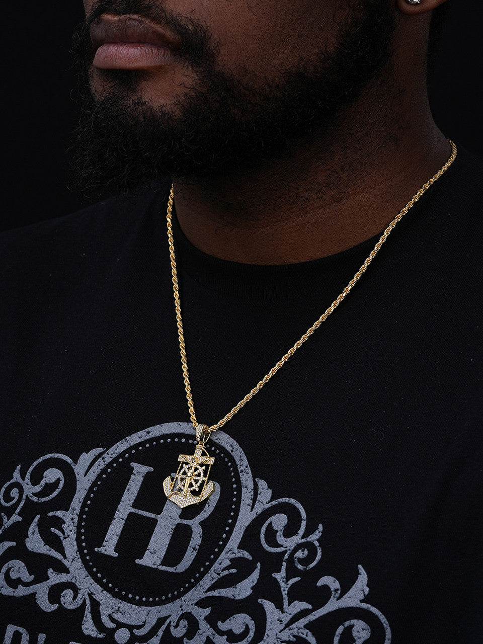 MOISSANITE Jesus Anchor Crucifix Pendant - 14k Gold Vermeil Or 925 Silver - Medium 1.75"