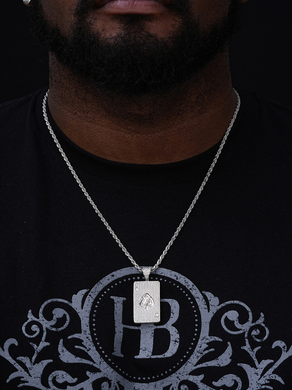 Ace of Spades Poker Card Deck Pendant - 14k Gold Vermeil Or 925 Silver - CZ Stones - Small 1.5"