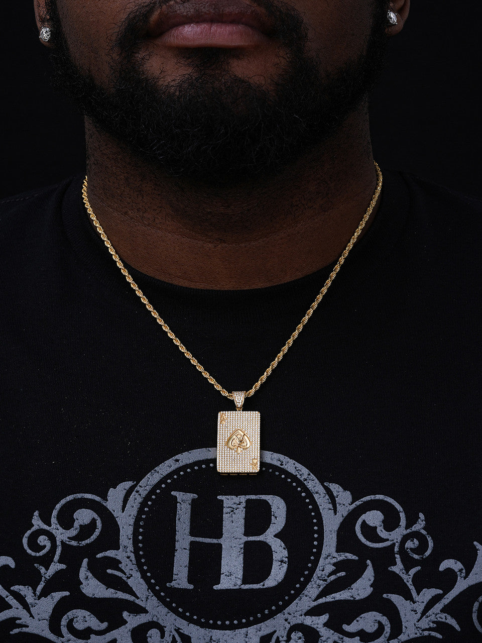 Ace of Spades Poker Card Deck Pendant - 14k Gold Vermeil Or 925 Silver - CZ Stones - Small 1.5"