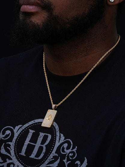 Ace of Spades Poker Card Deck Pendant - 14k Gold Vermeil Or 925 Silver - CZ Stones - Small 1.5"