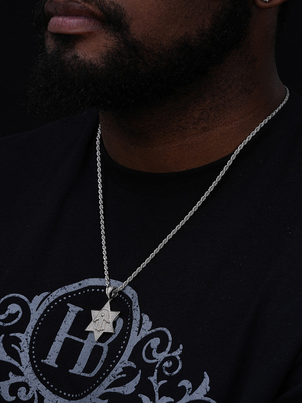 Magen Star Of David W. Hamsa Pendant - 14k Gold Vermeil or 925 Silver - CZ Stones - Medium 1.75"