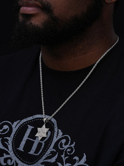 Magen Star Of David W. Hamsa Pendant - 14k Gold Vermeil or 925 Silver - CZ Stones - Medium 1.75"