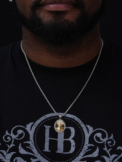 Jesus Medallion Diamond Cut Pendant - 925 Silver & 14k Gold Vermeil - Small 1.5"