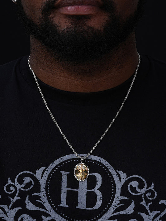 Jesus Medallion Diamond Cut Pendant - 925 Silver & 14k Gold Vermeil - Small 1.5"