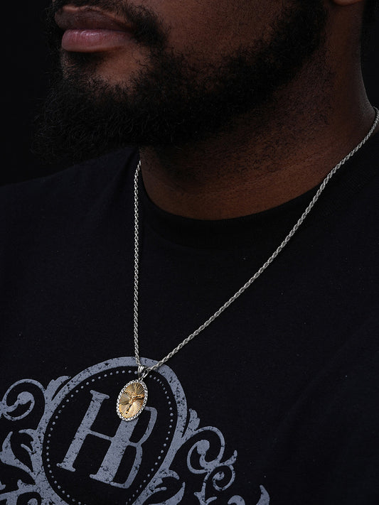 Jesus Medallion Diamond Cut Pendant - 925 Silver & 14k Gold Vermeil - Small 1.5"