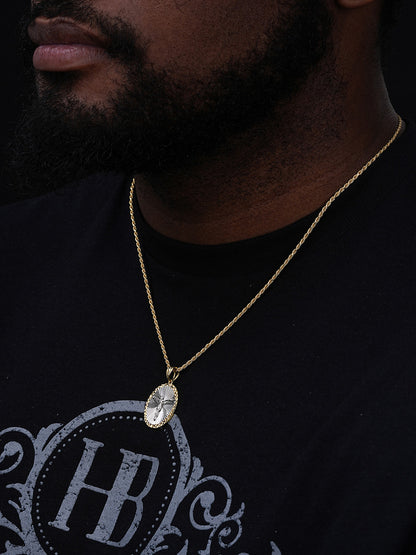 Jesus Medallion Diamond Cut Pendant - 14k Gold Vermeil & 925 Silver - Small 1.5"