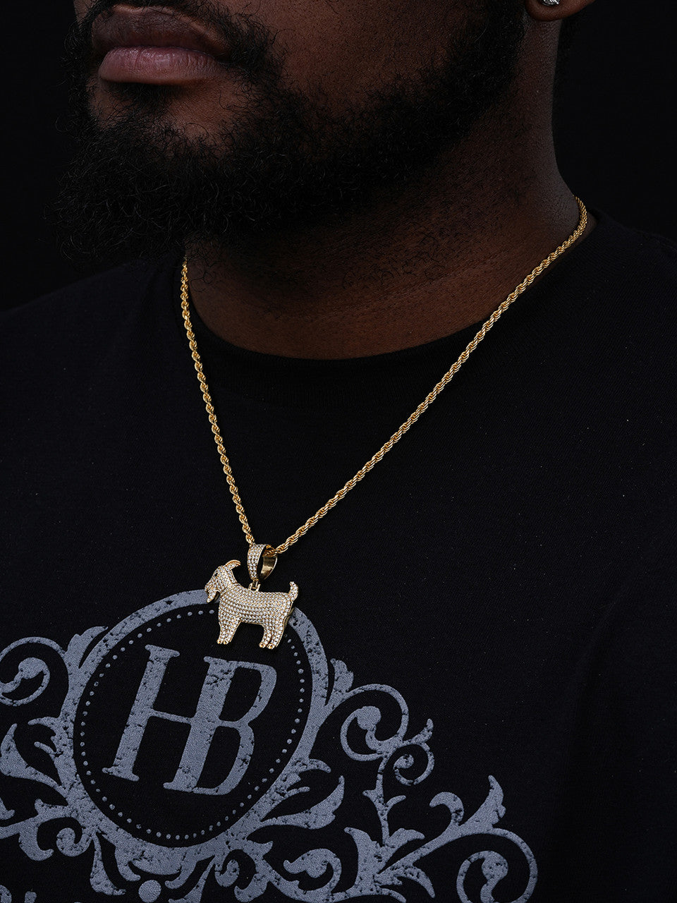 Moissanite GOAT Iced Out Pendant - 14k Gold Vermeil or 925 Silver - Small 1.5"