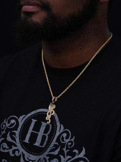 Snake King Cobra Pendant - 14k Gold Vermeil Or 925 Silver - CZ Stones - Medium 2.25"