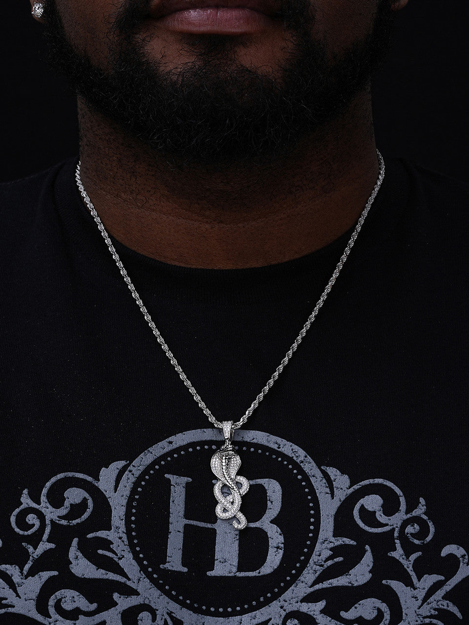 Snake King Cobra Pendant - 14k Gold Vermeil Or 925 Silver - CZ Stones - Medium 2.25"