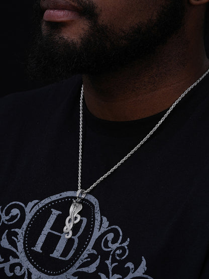 Snake King Cobra Pendant - 14k Gold Vermeil Or 925 Silver - CZ Stones - Medium 2.25"