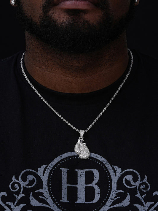 Boxing Gloves Iced Out Pendant - 14k Gold Vermeil Or 925 Silver - CZ Stones - Small 1.5"