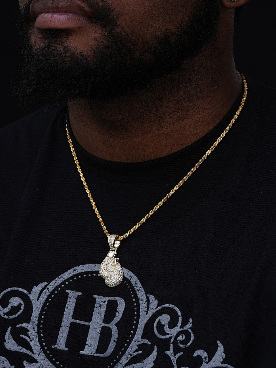 MOISSANITE Boxing Gloves Pendant - 14k Gold Vermeil or 925 Silver - Small 1.5"