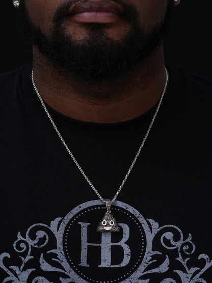 Poop Emoji Pendant - 14k Gold Vermeil Or 925 Silver - CZ Stones - Small 1"
