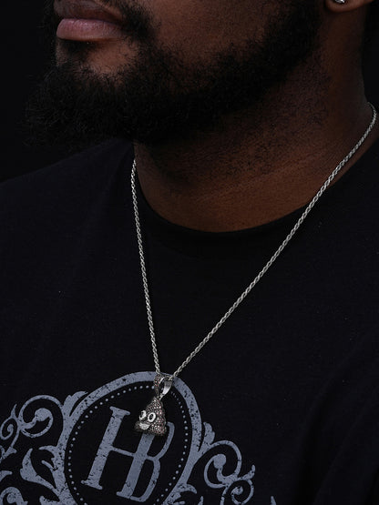 Poop Emoji Pendant - 14k Gold Vermeil Or 925 Silver - CZ Stones - Small 1"