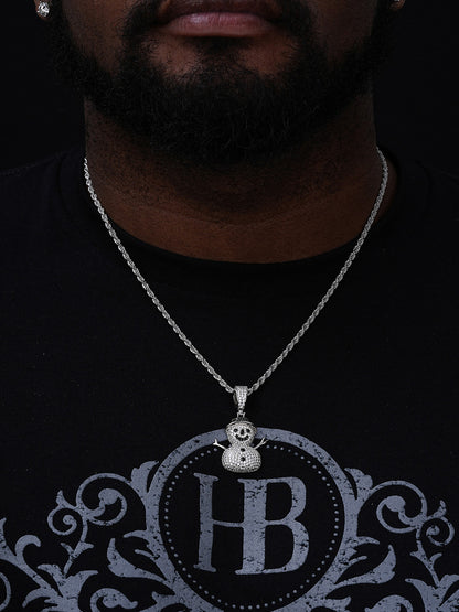 Snowman Frosty Emoji Pendant - 14k Gold Vermeil Or 925 Silver - CZ Stones - Small 1.5"