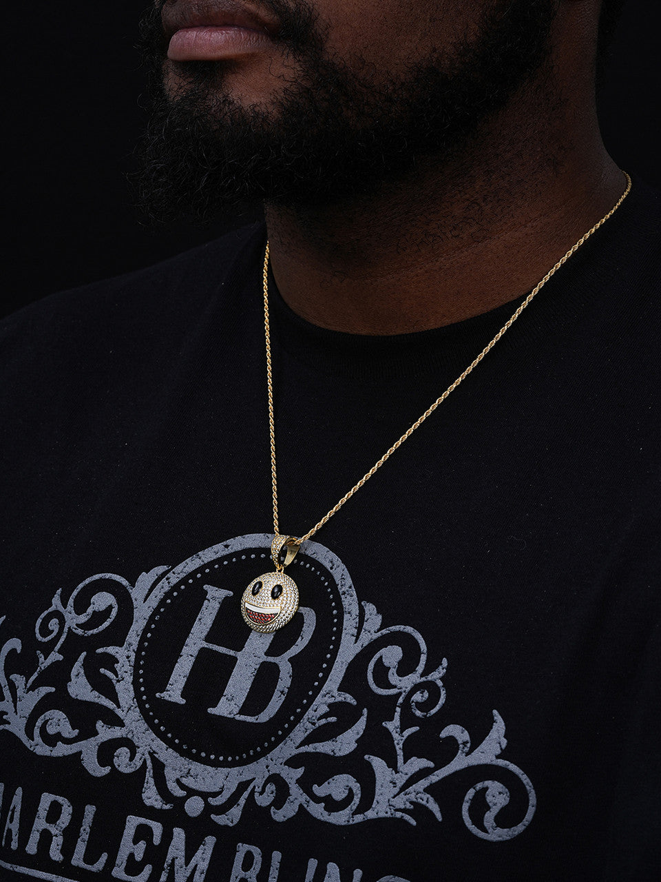 Smiley Face Emoji Pendant - 14k Gold Vermeil Or 925 Silver - CZ Stones - Small 1"