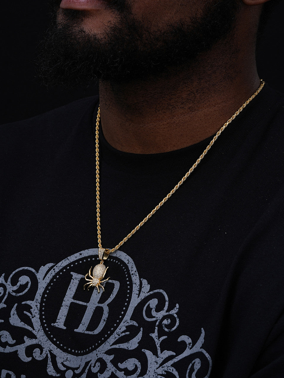 Spider Hip Hop Pendant - 14k Gold Vermeil Or 925 Silver - CZ Stones - Small 1.5"