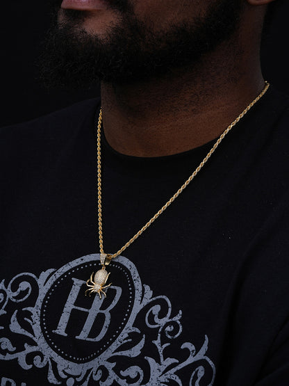 Spider Hip Hop Pendant - 14k Gold Vermeil Or 925 Silver - CZ Stones - Small 1.5"
